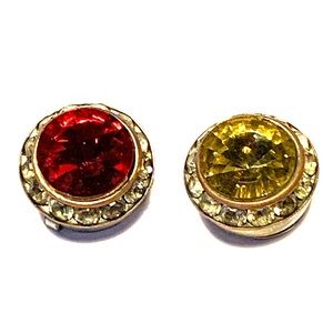 Vintage Button Covers Jewelry with Rhinestones